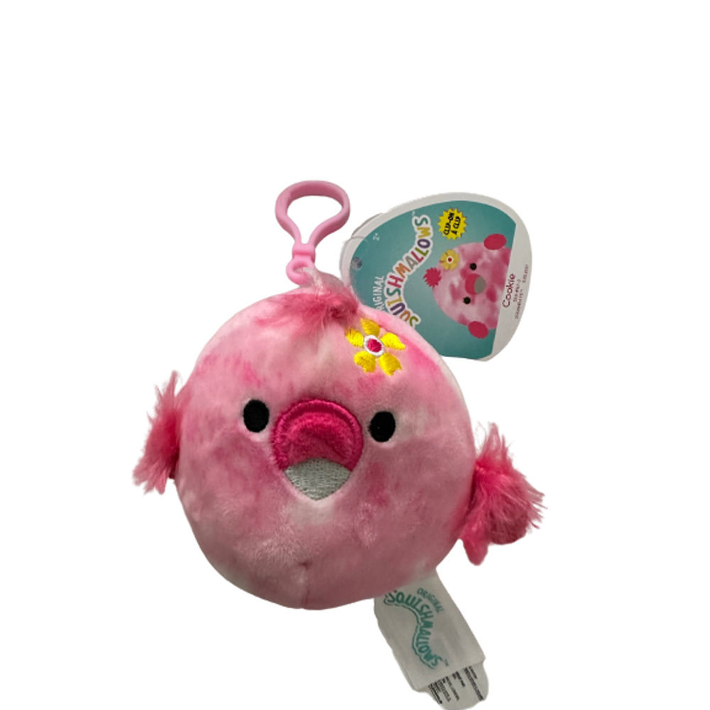 SQUISHMALLOW COOKIE THE FLAMINGO 3.5" Clip Mini Plush BRAND NEW WITH TAGS